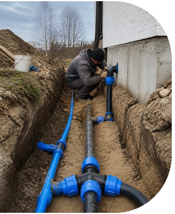 Монтаж наружного водопровода на участке под ключ в Рыбинске